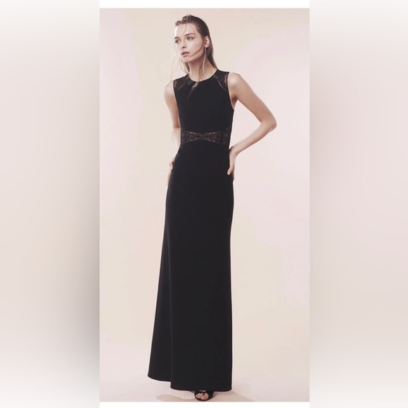 bcbg dress black lace Lace Bodice Chiffon Rufle Gown Black / 12 main image 1
